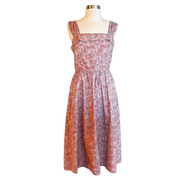 LoveShackFancy Dresses & Skirts - LOVESHACKFANCY Floral Dress Sleeveless Fit n' Flare Tan Garden Cotton Pink Small